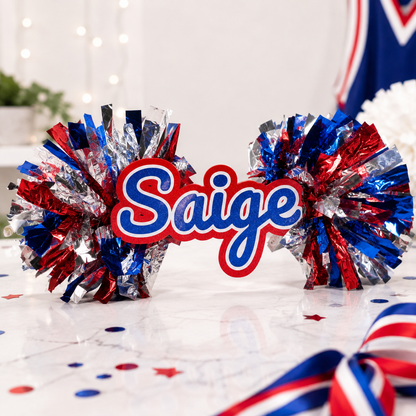 Personalized Custom Cheer Stick with Pom Poms