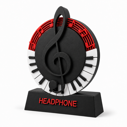 3D Printed Music Headphone Holder | Piano &amp; Treble Clef Headset Stand | Made to Ord