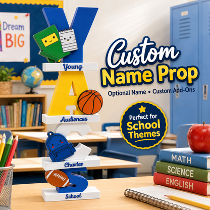 Custom 3D Name Prop with Personalized Add-Ons | School, Sports & Character Theme Display