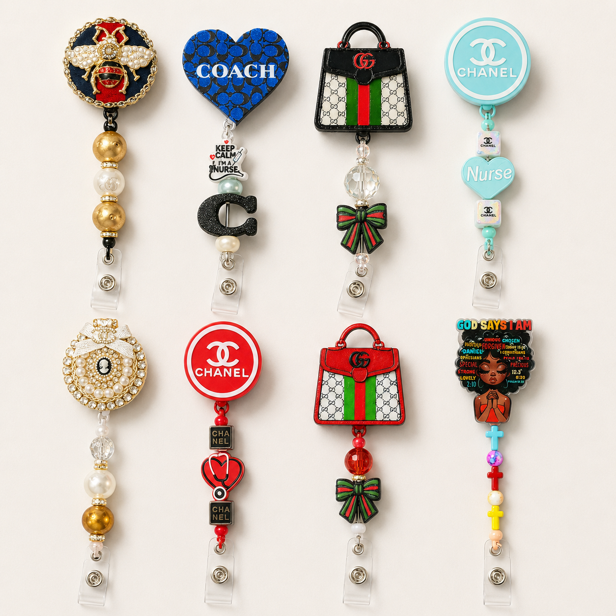 Handmade Beaded Badge Reels – Nurse, Faith & Fashion Inspired Designs