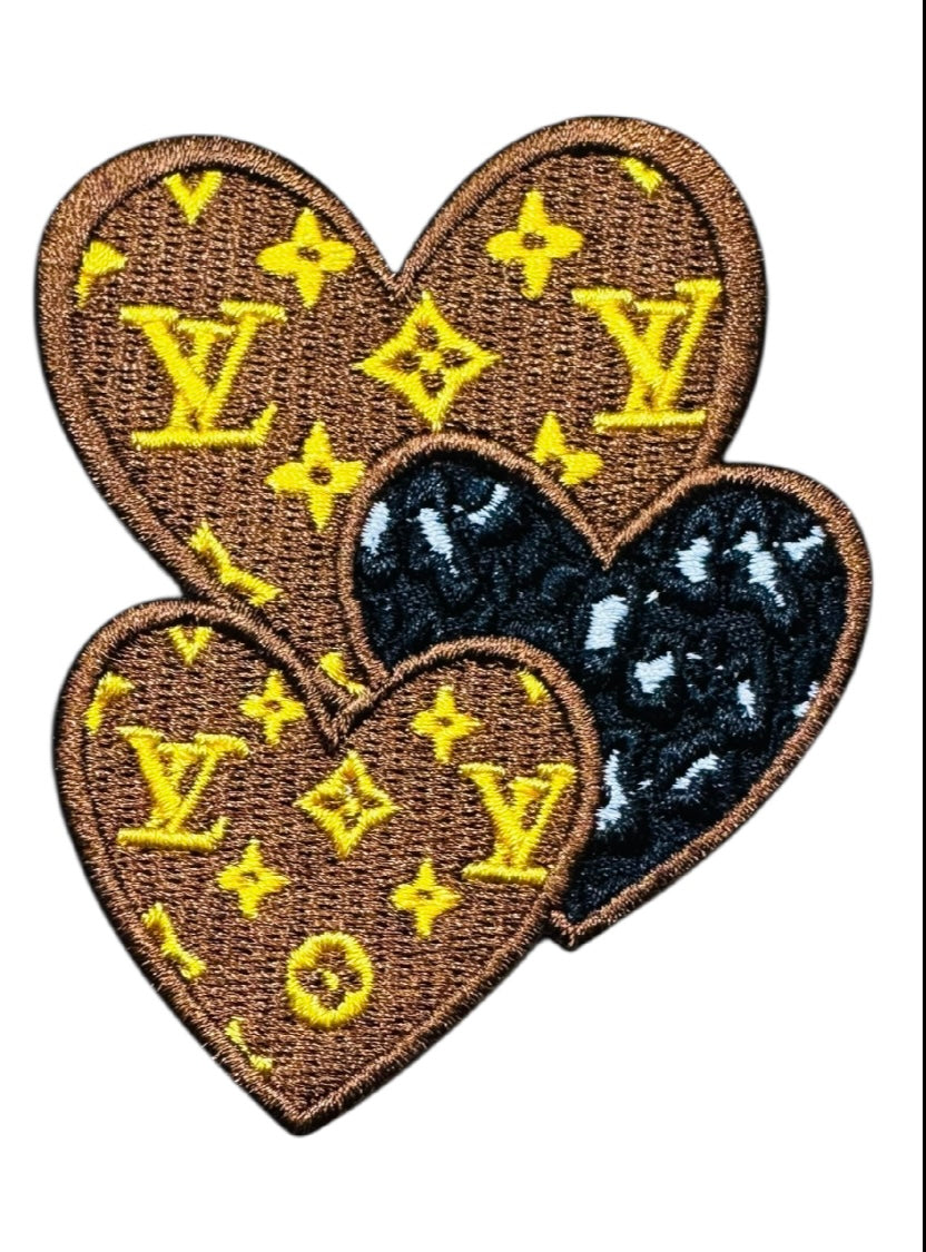 LV-INSPIRED BROWN/YELLOW TRIPLE HEART