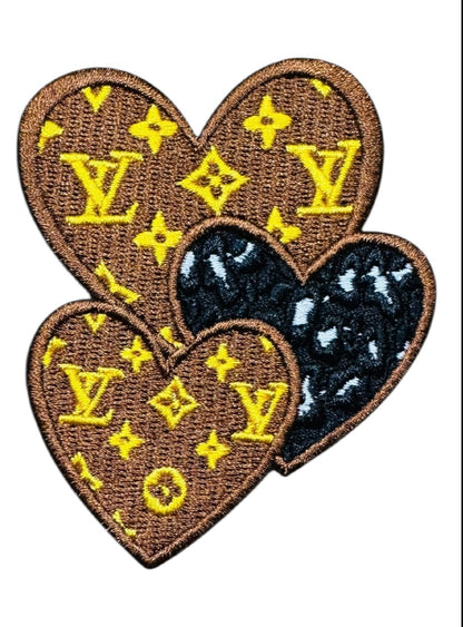 LV-INSPIRED BROWN/YELLOW TRIPLE HEART