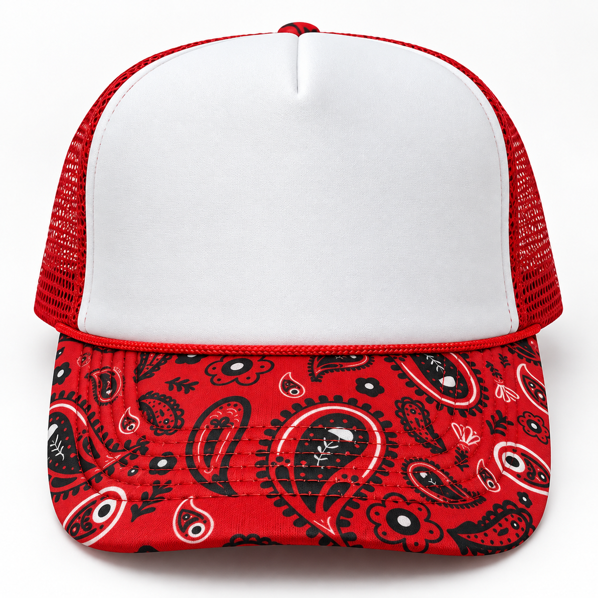 Red Paisley Print Foam Trucker Hat