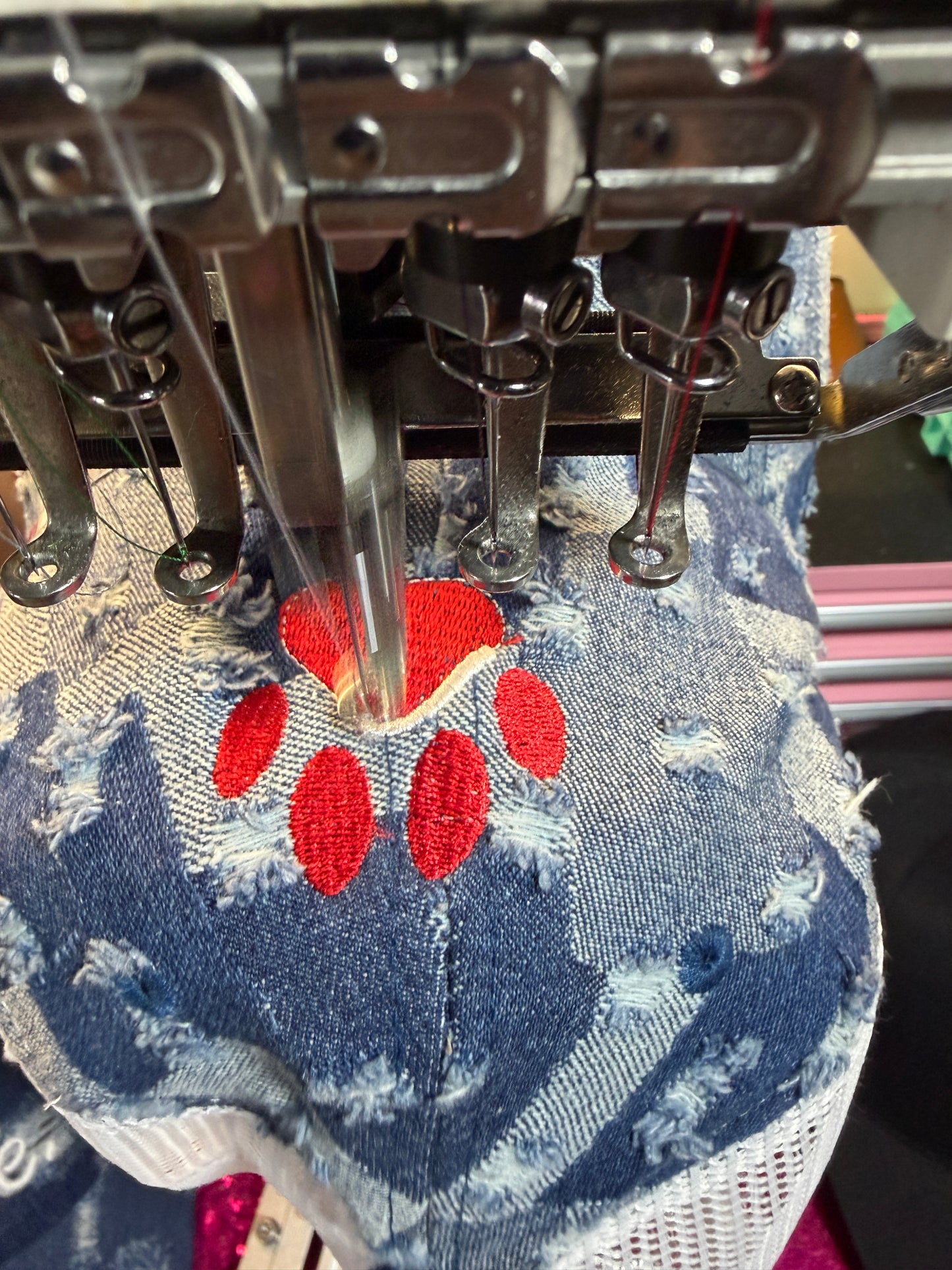 Custom Distressed Dog Mom denim cap