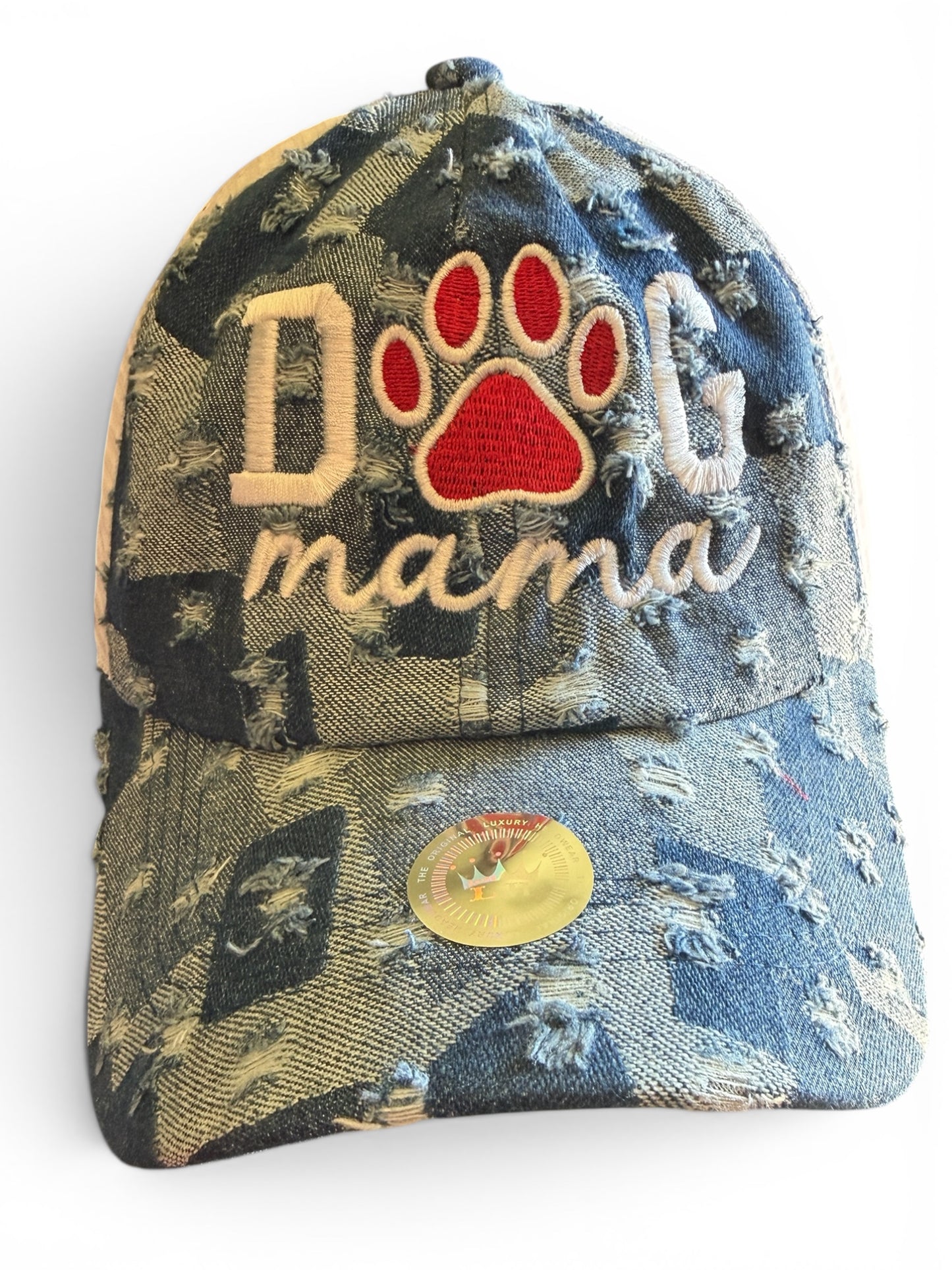 Custom Distressed Dog Mom denim cap