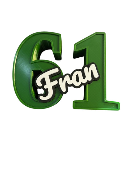 Custom 3D Printed Birthday Number & Name Display