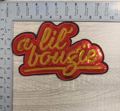 A lil bougie sequin script patch (red)