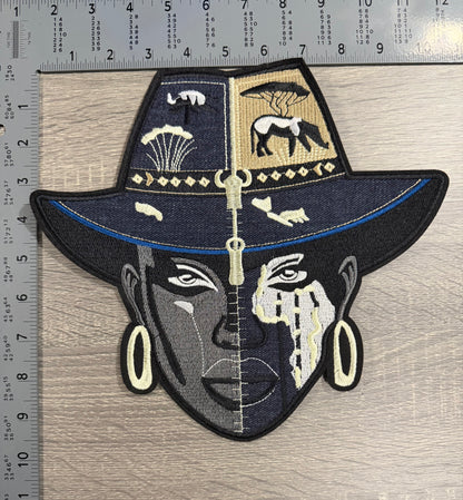 Heritage split-face hat portrait patch