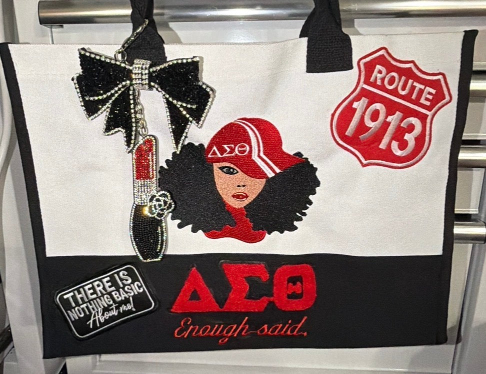Custom Embroidered Delta Sigma Theta Tote Bag | Made to Order Greek Sorority Tote