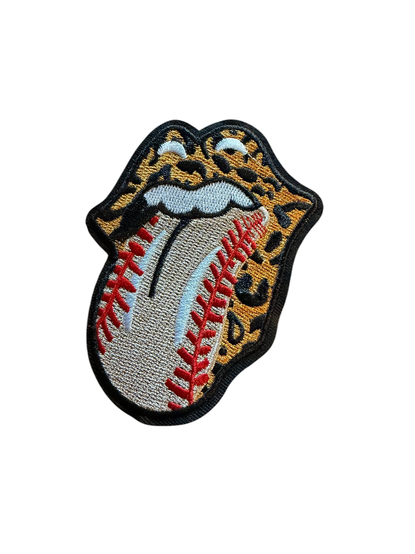 Leopard Baseball Tongue Embroidered Patch