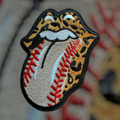 Leopard Baseball Tongue Embroidered Patch