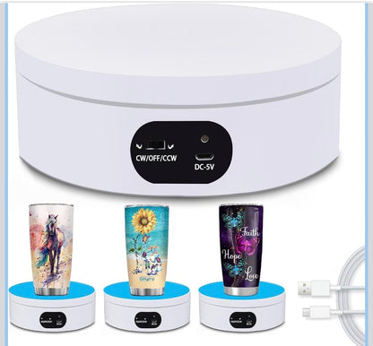 Custom UV Printed 360° Automatic Rotating Display Stand – Personalized Electric Product Display