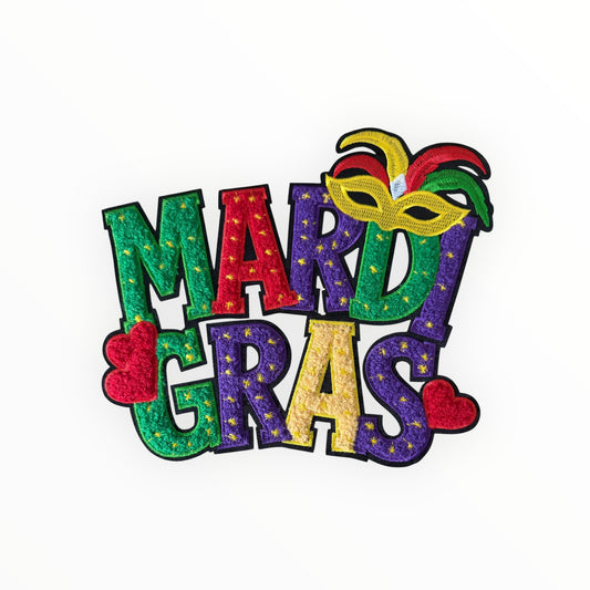 Mardi Gras Mask Chenille Large Patch
