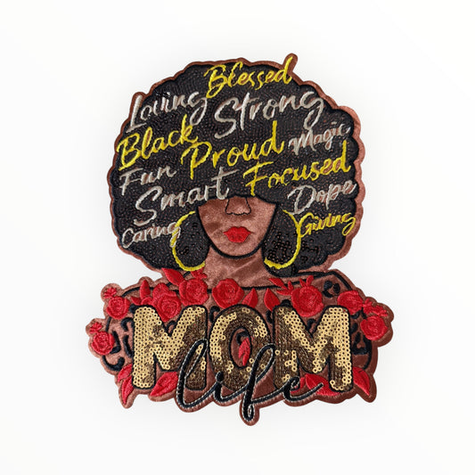 Black Proud Mom Large Patch