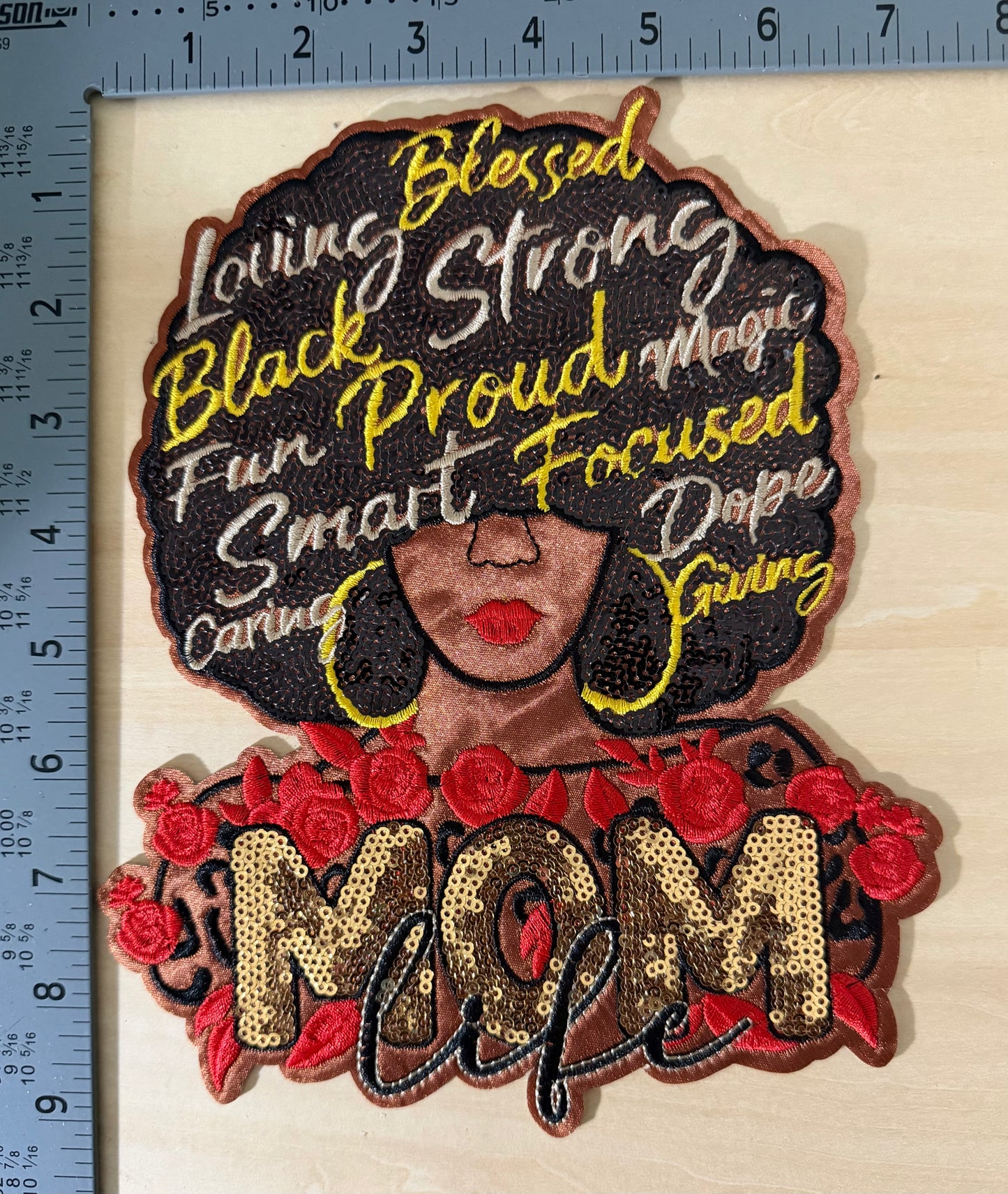 Black Proud Mom Large Patch