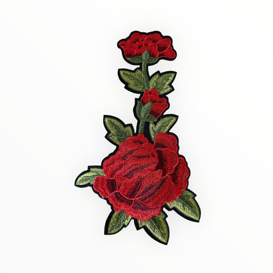 Red Rose Embroidered Floral Patch