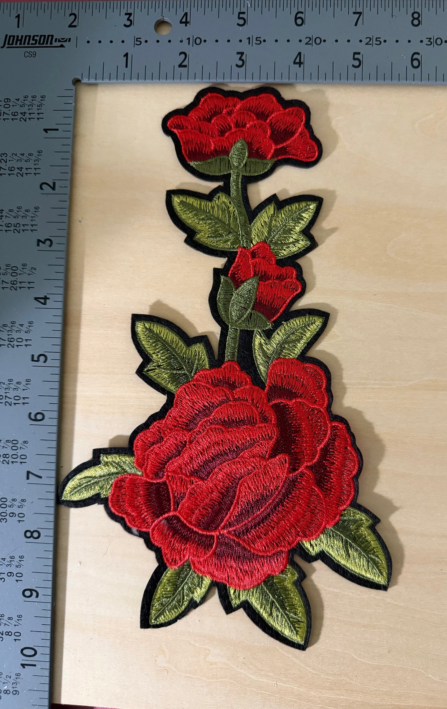 Red Rose Embroidered Floral Patch