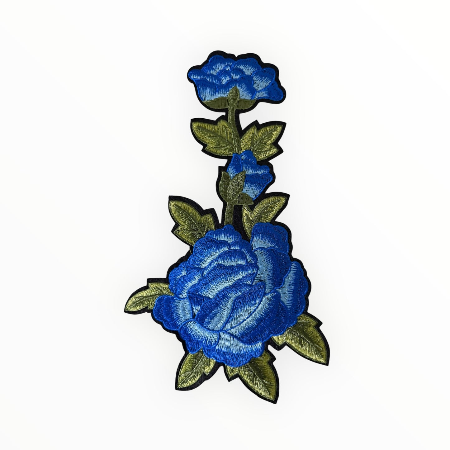 Blue Rose Embroidered Floral LARGE Patch