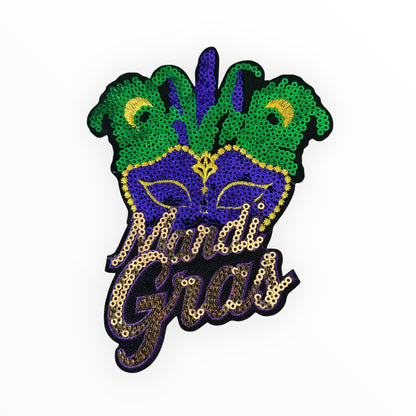 Mardi Gras Mask Sequin LARGE Size Patch