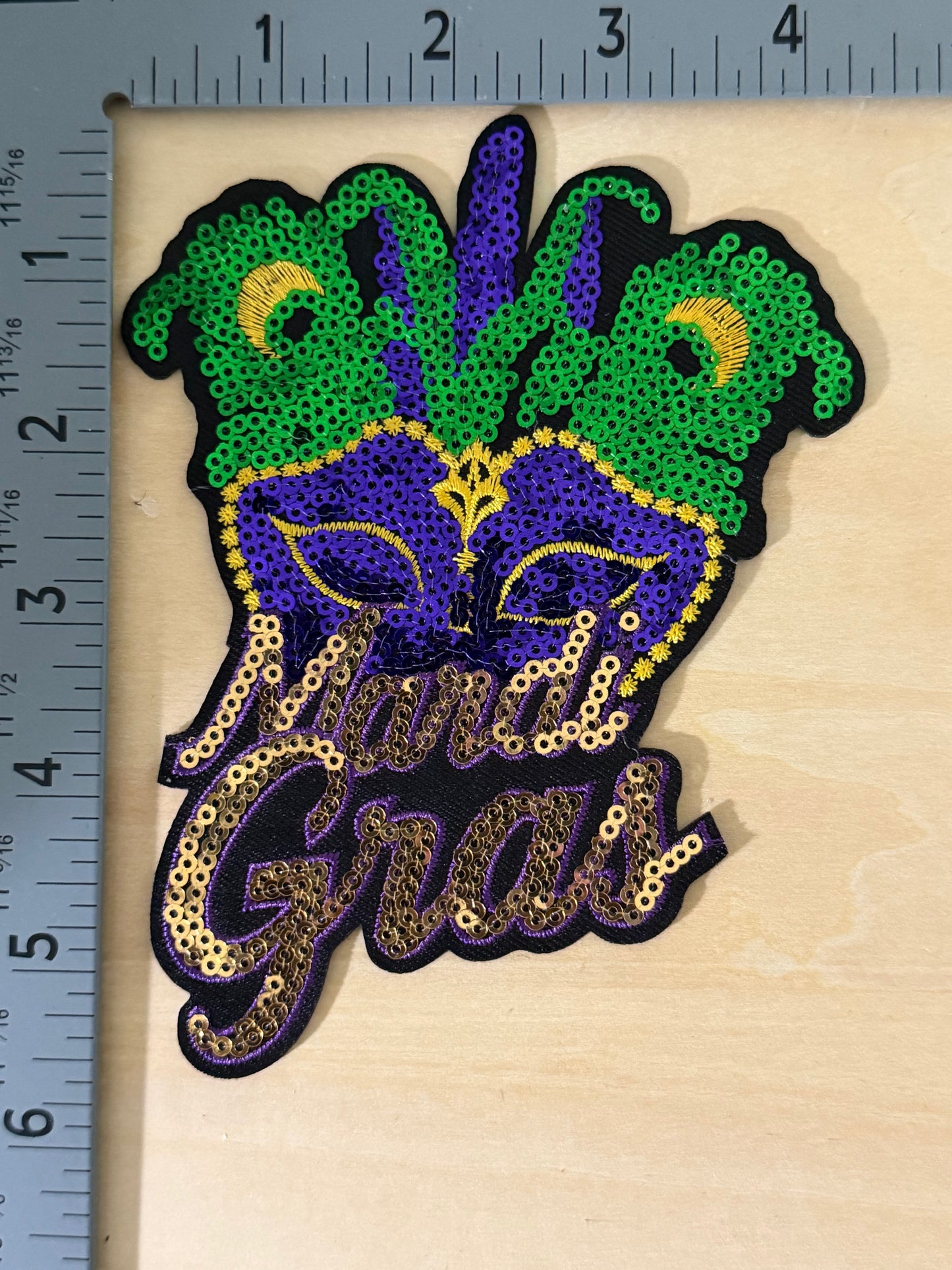 Mardi Gras Mask & Script Medium Size Patch