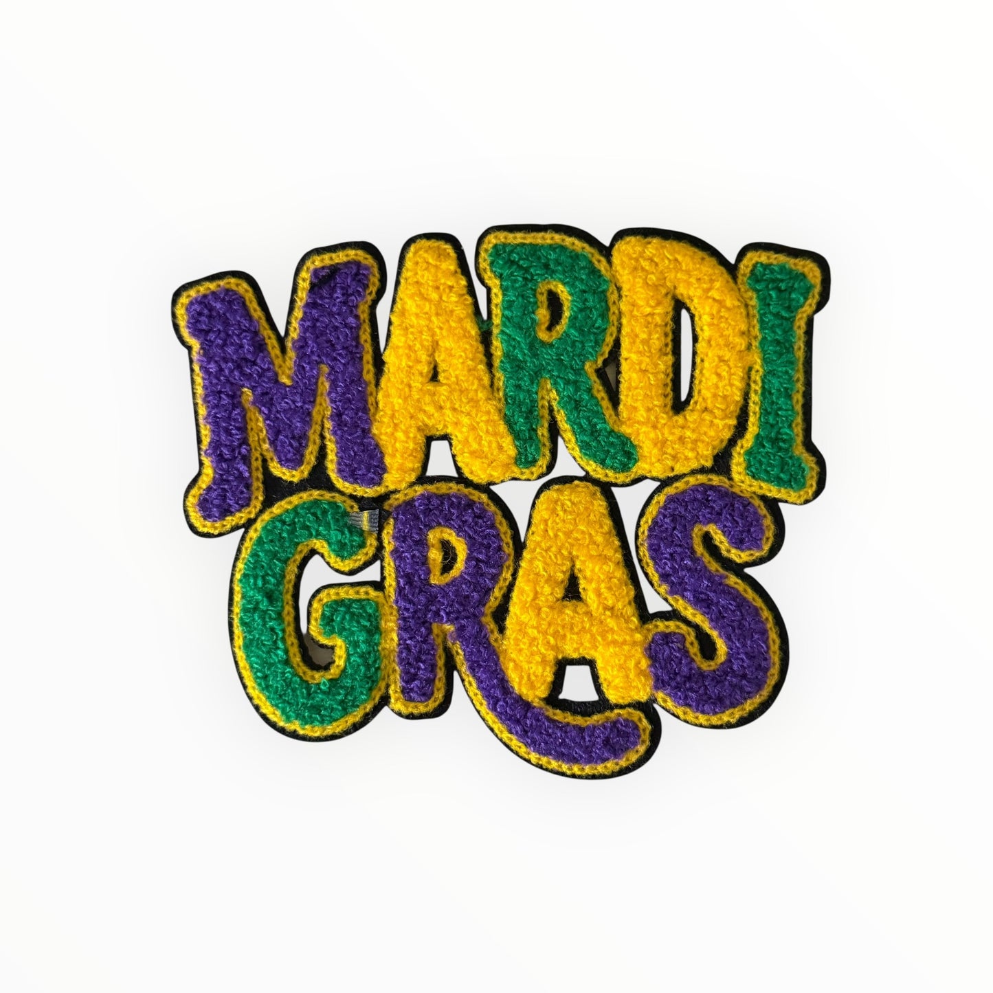 Mardi Gras Chenille Text Medium Size Patch