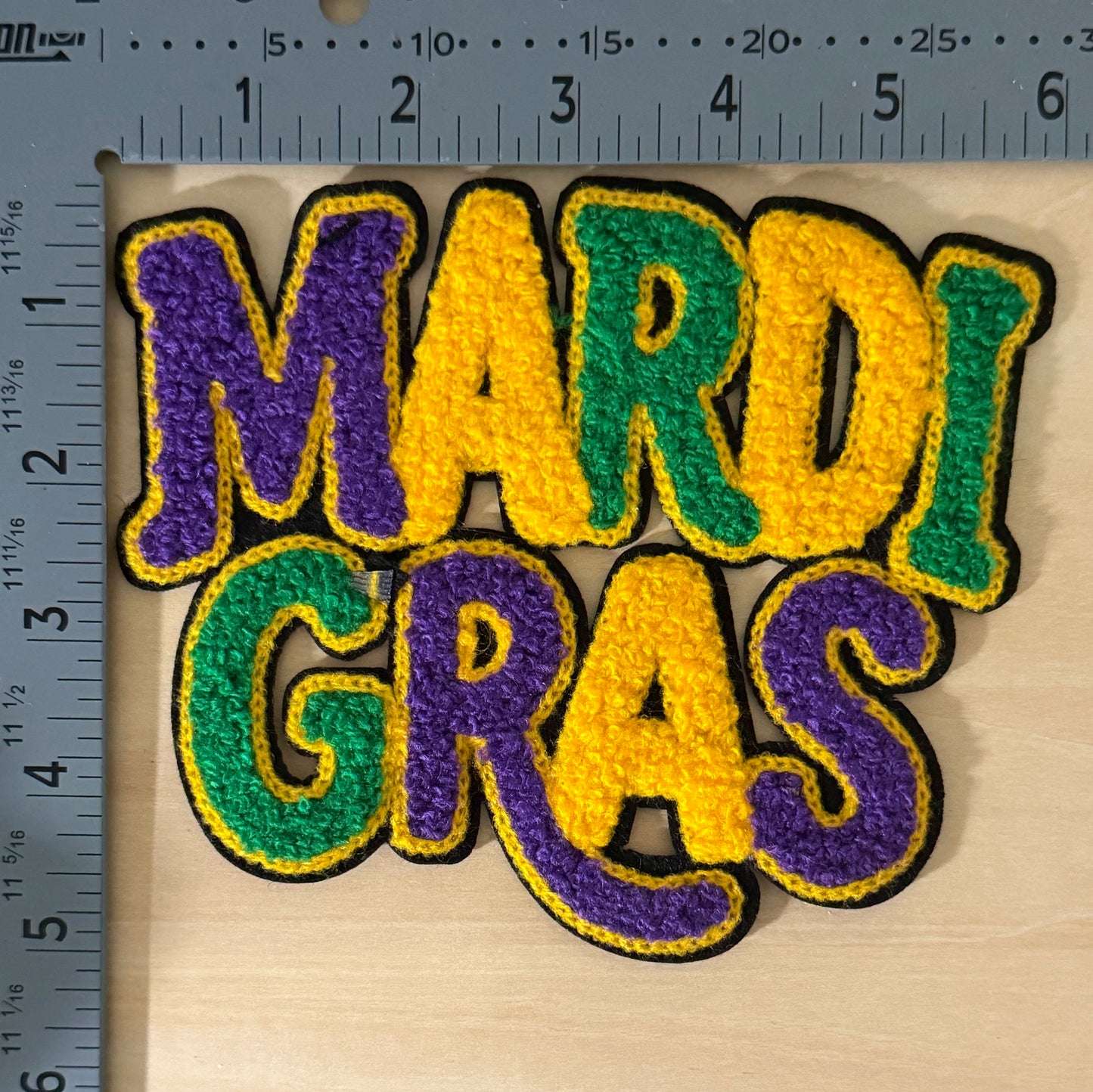 Mardi Gras Chenille Text Medium Size Patch