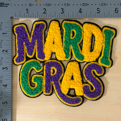 Mardi Gras Chenille Text Medium Size Patch
