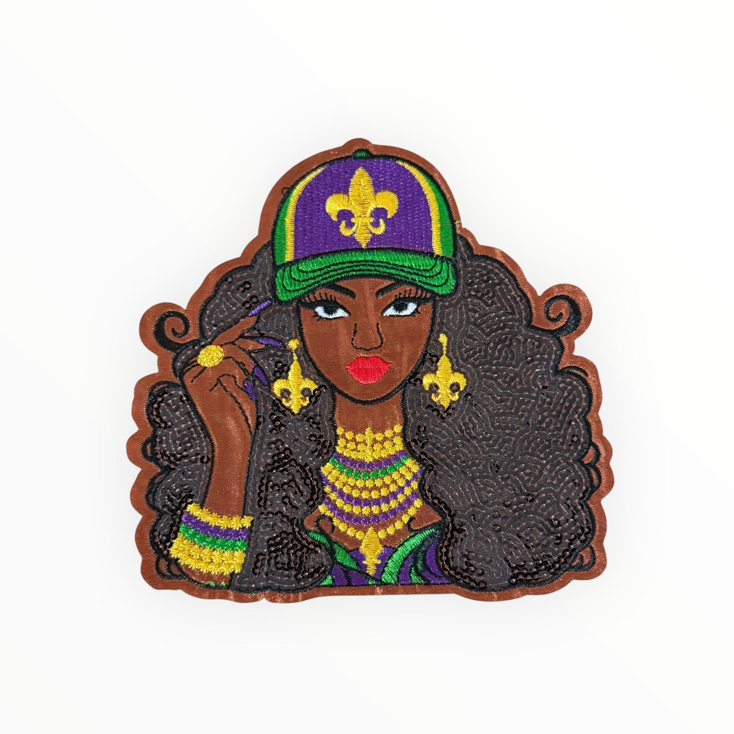 Mardi Gras Queen Girl Medium Size Patch