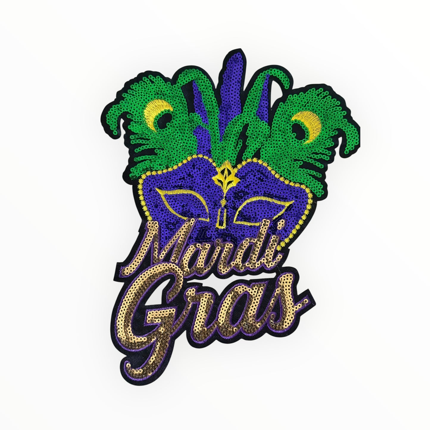 Mardi Gras Mask & Script Medium Size Patch