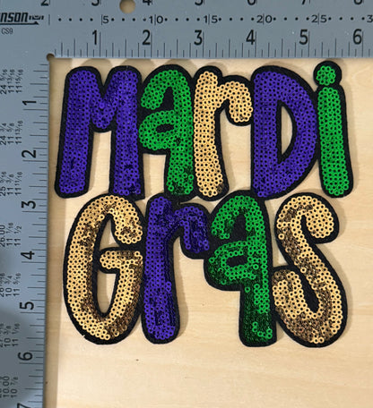 Mardi Gras Sequin Letter Medium Size Patch