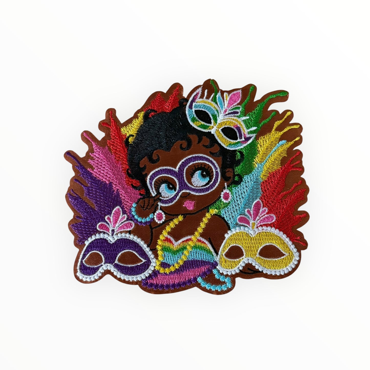 Mardi Gras Mask Girl Medium Size Patch
