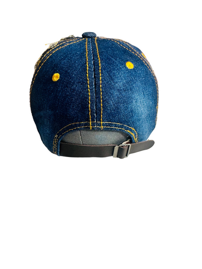 Denim Floral Rhinestone baseball cap