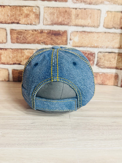 Glam Rhinestone Denim Baseball Cap