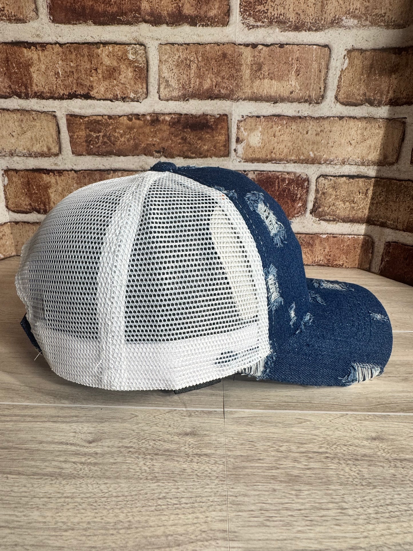 Distressed Denim Trucker Cap
