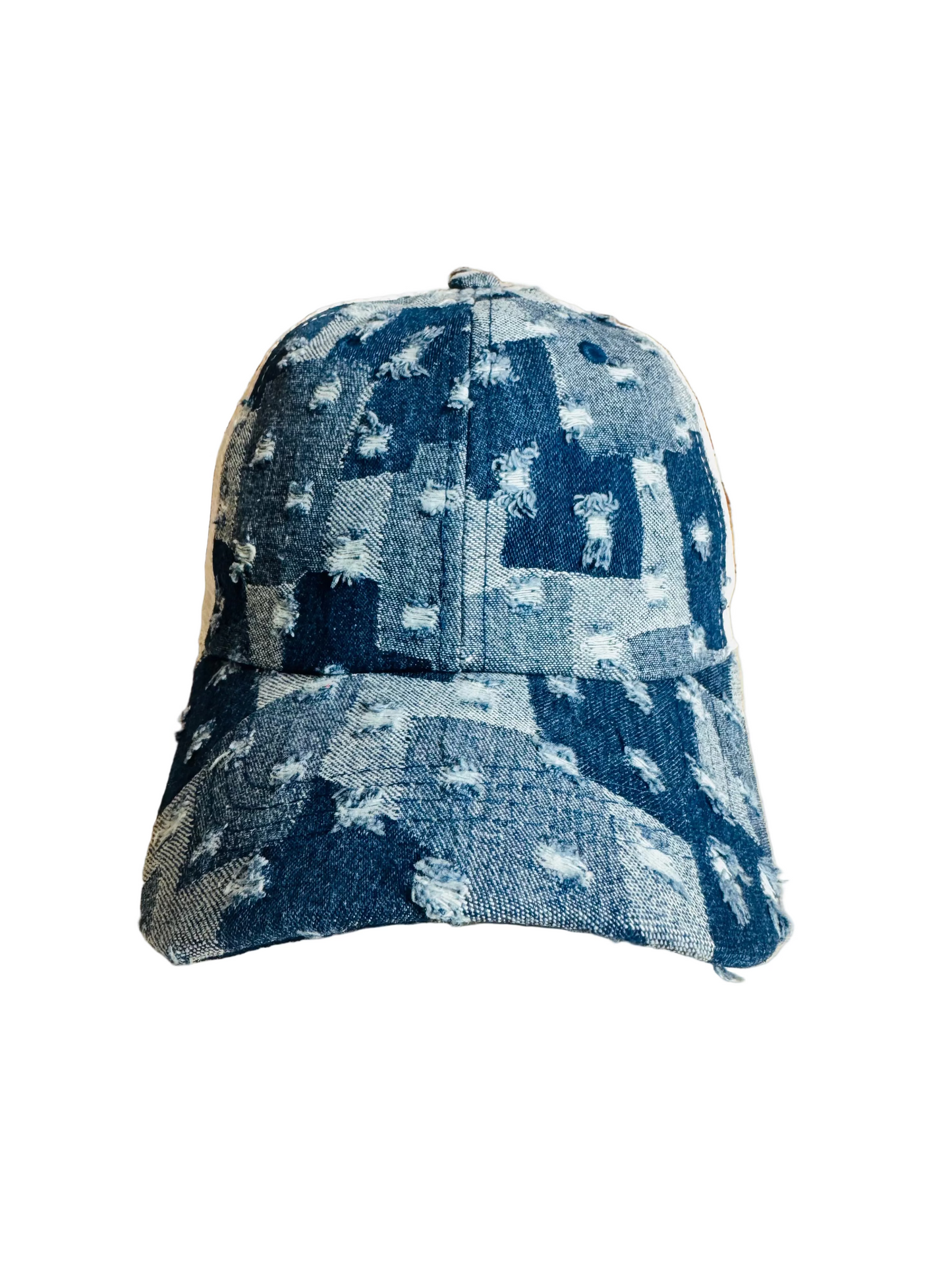 Patchwork Distressed Denim Trucker Cap