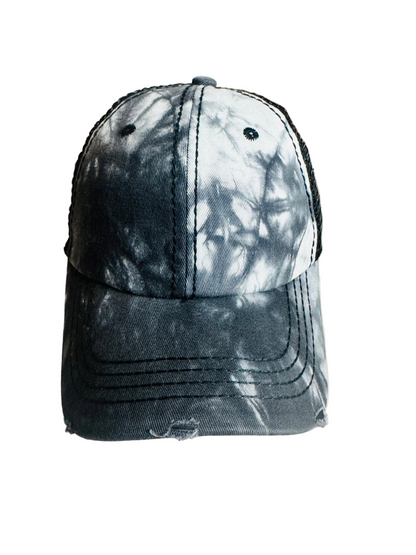 Black  White Tie-Dye Trucker Hat