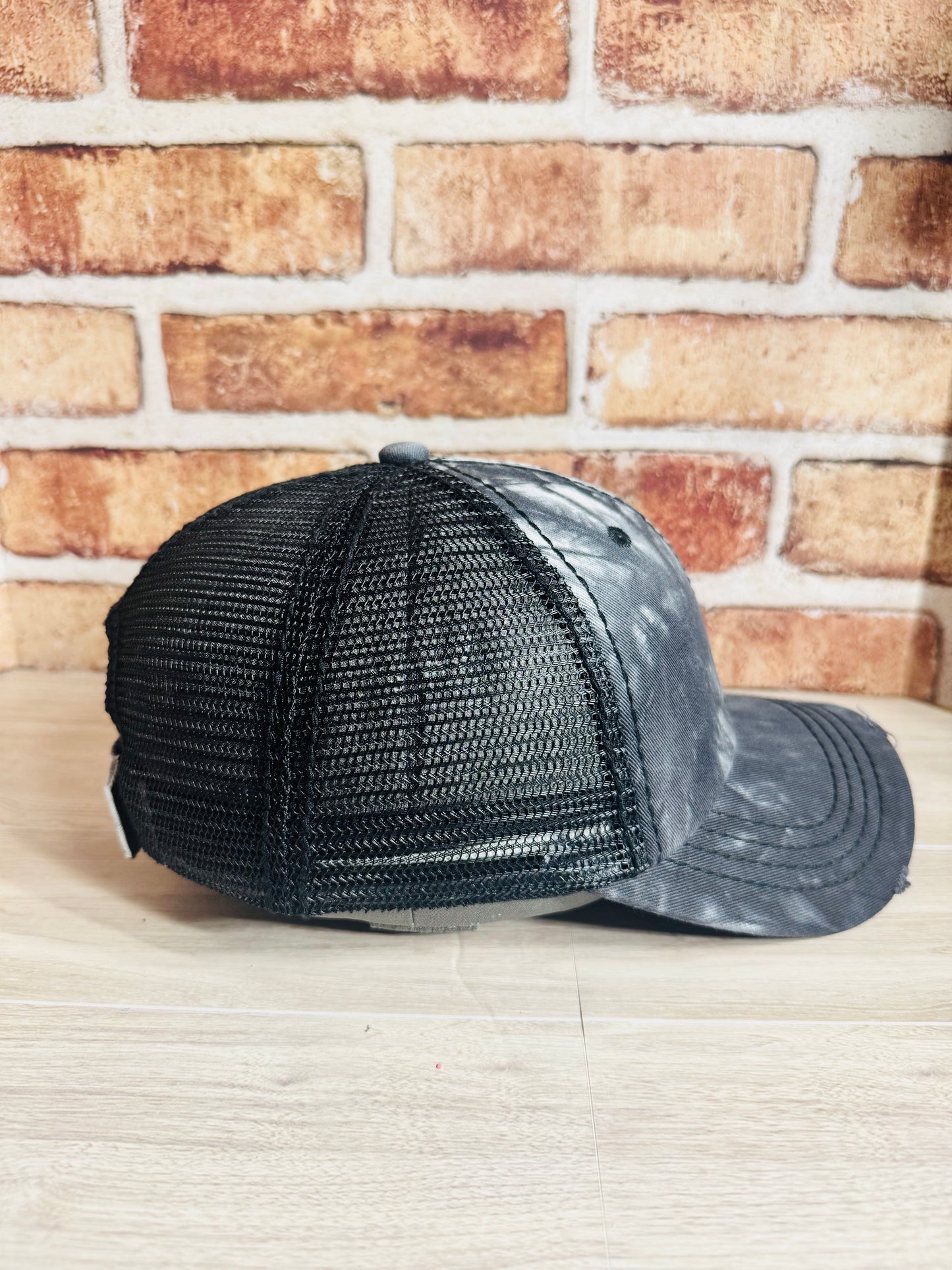 Black  White Tie-Dye Trucker Hat