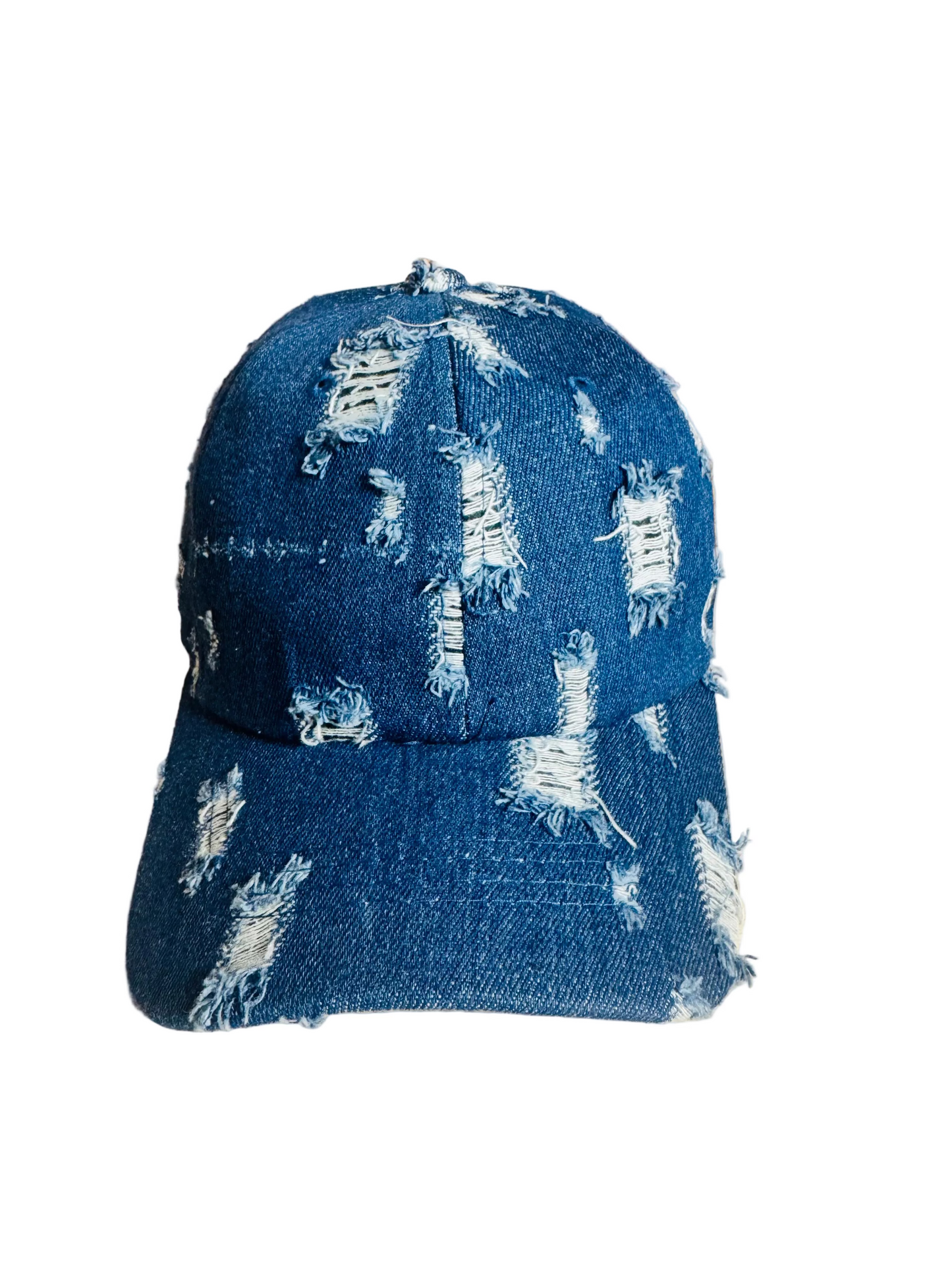Distressed Dark Denim Baseball Cap