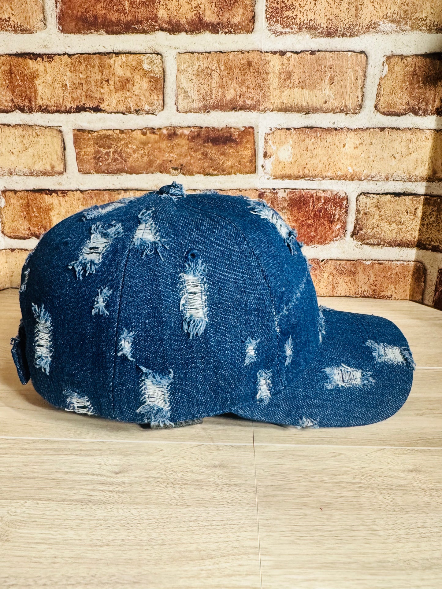 Distressed Dark Denim Baseball Cap