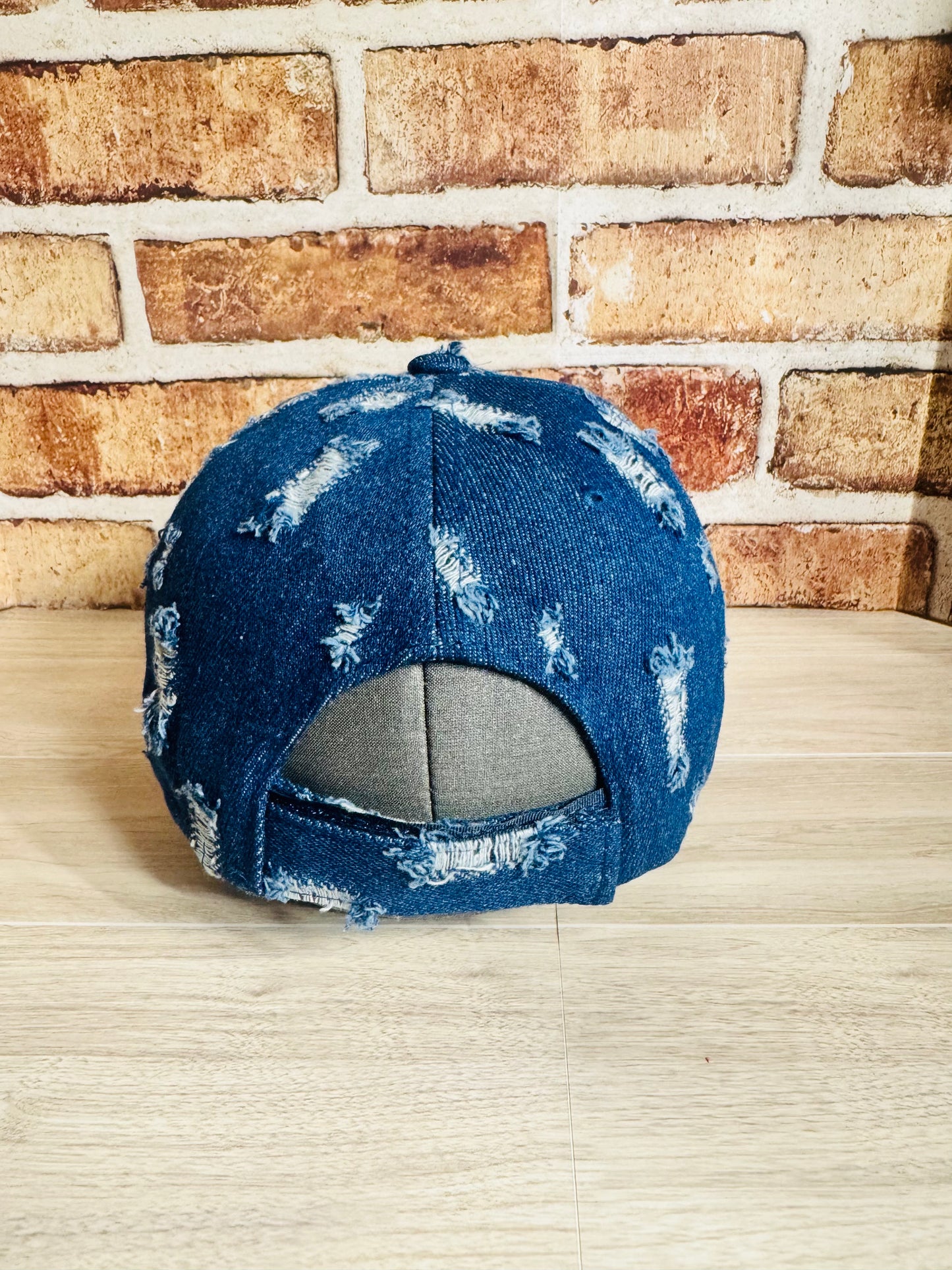 Distressed Dark Denim Baseball Cap