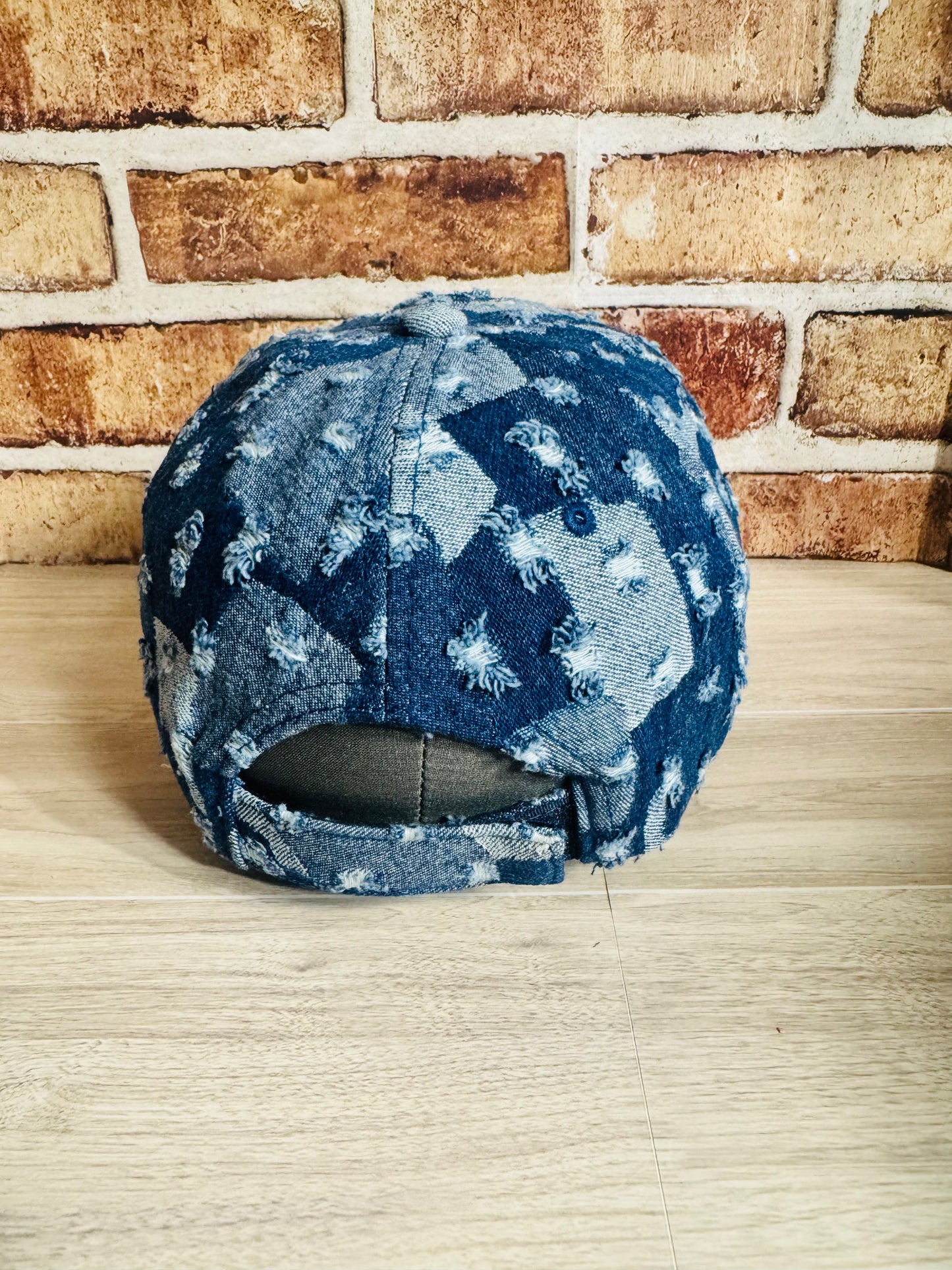 Patchwork Distressed Denim Baseball Cap