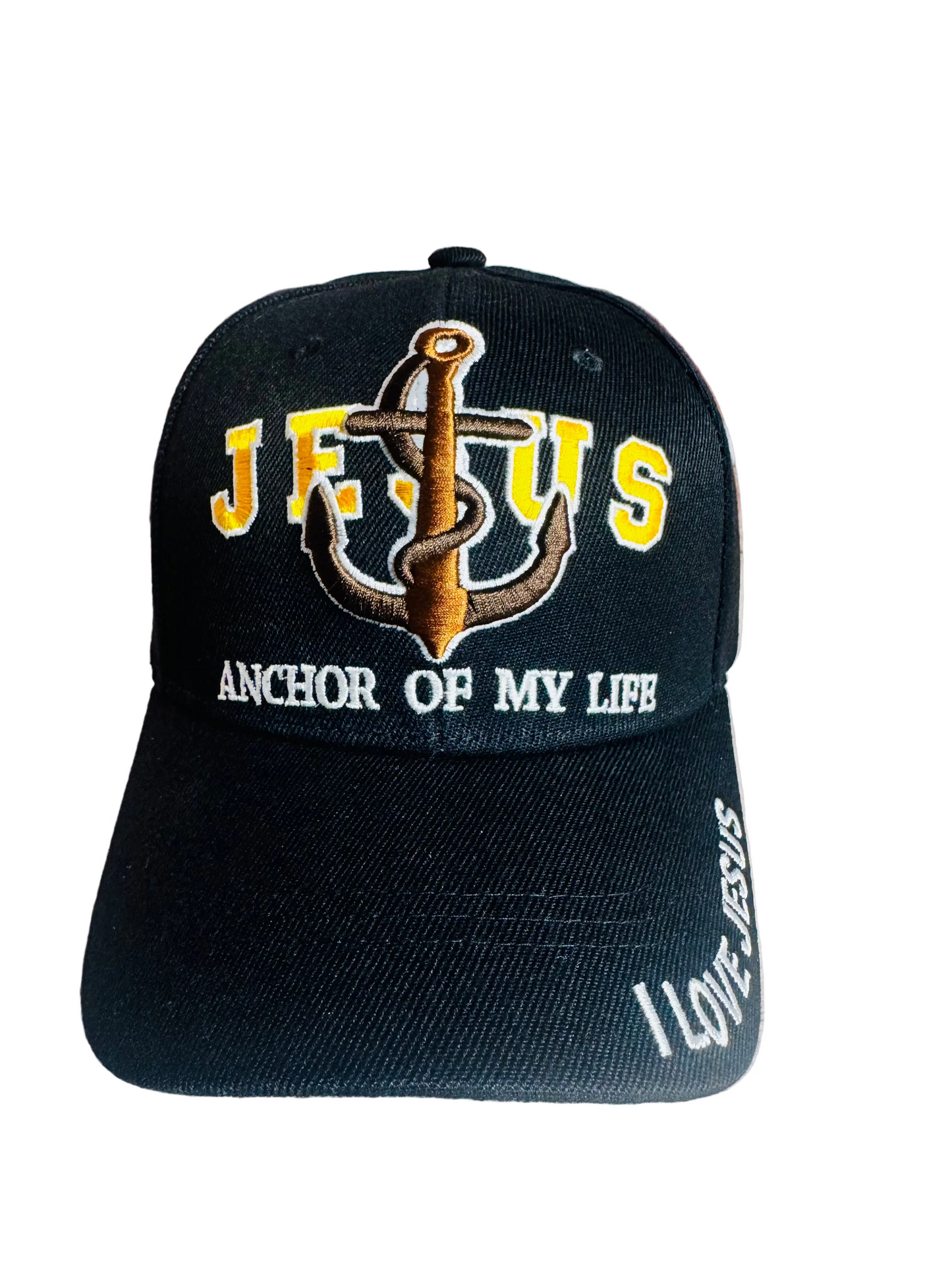 Jesus – Anchor of My Life Embroidered Faith Hat (Black)