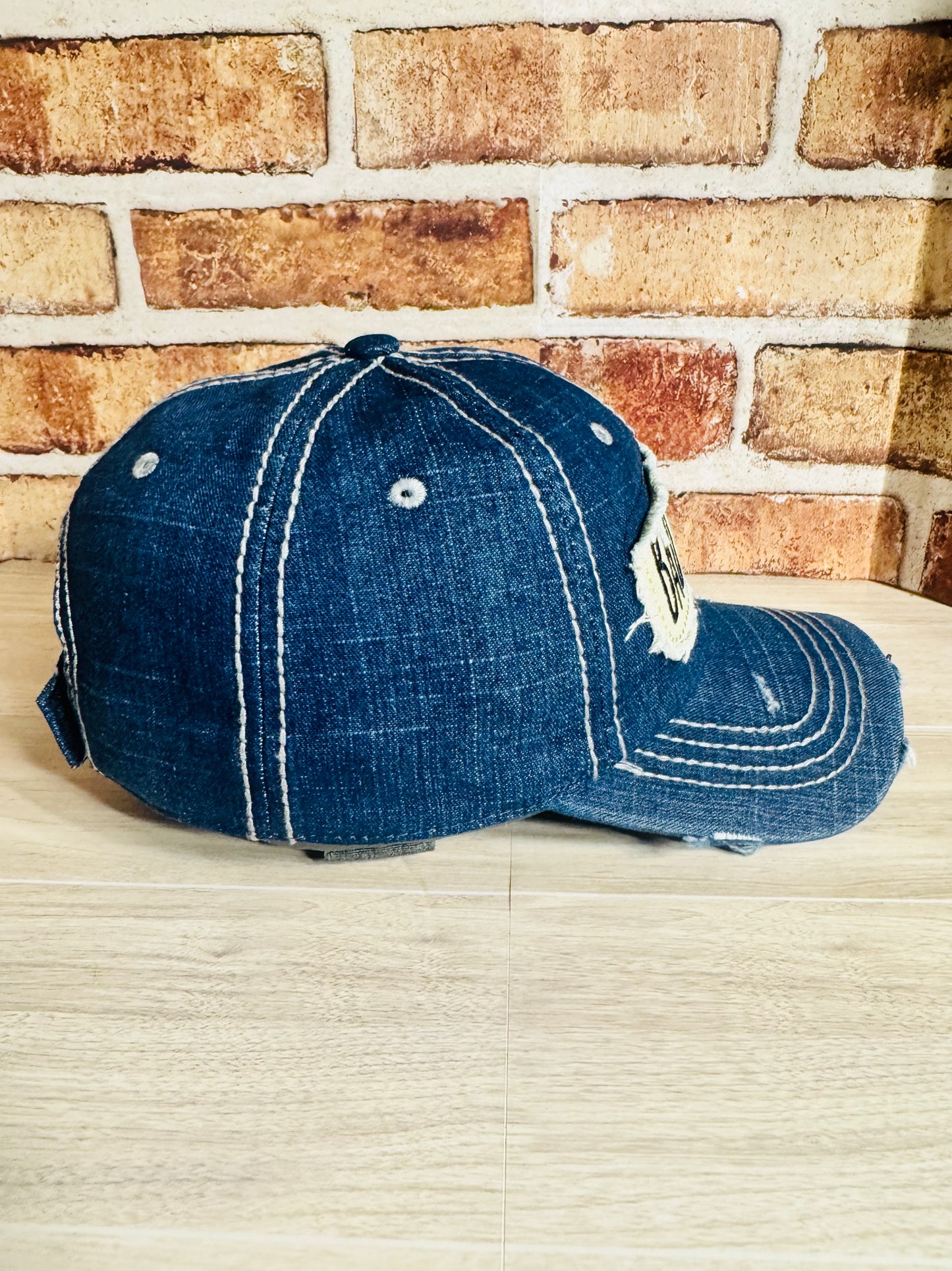 Bad Hair Day Distressed Denim Cap (DENIM)