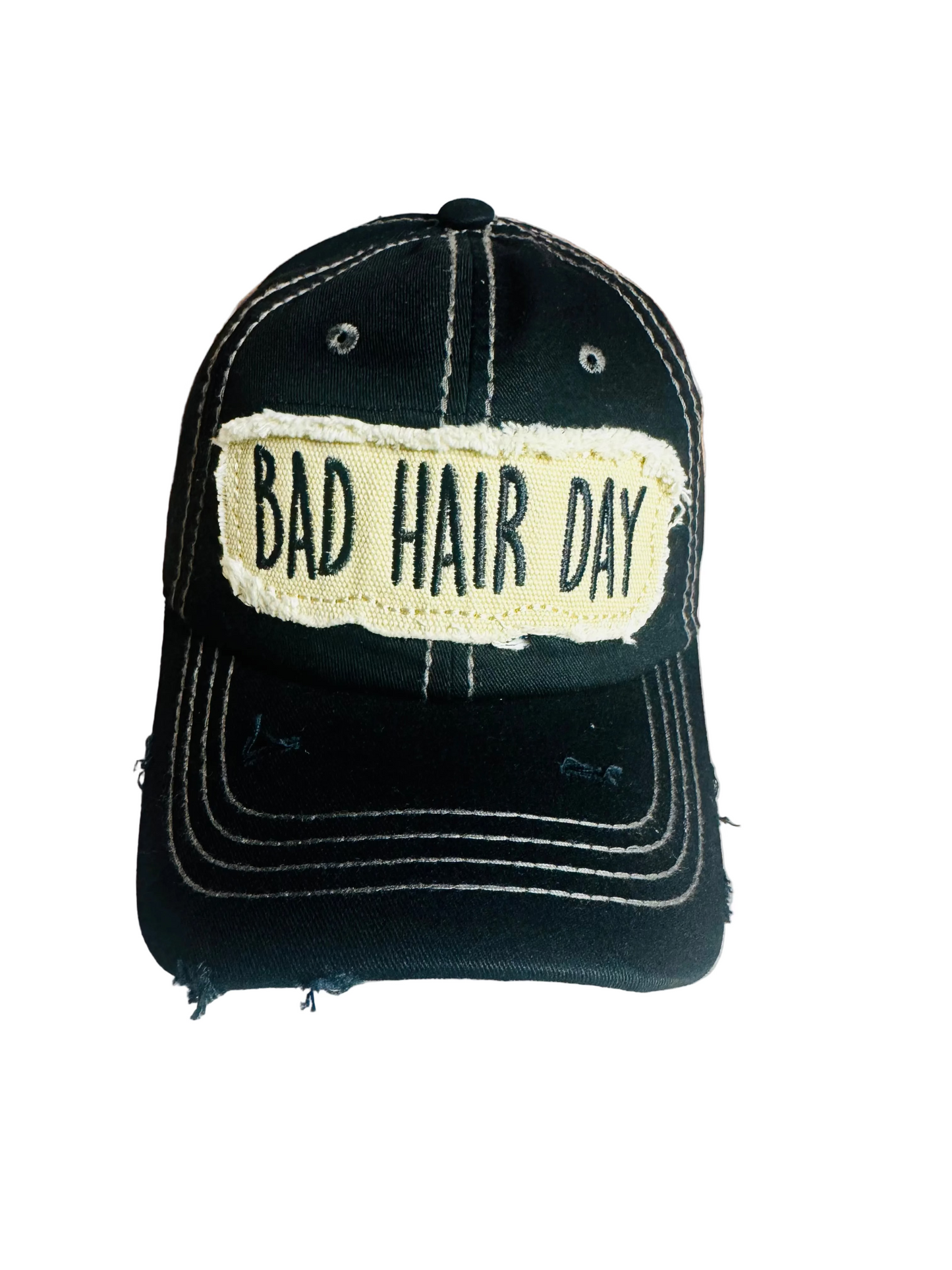 Bad Hair Day Distressed Cap (BLACK) (Copy)