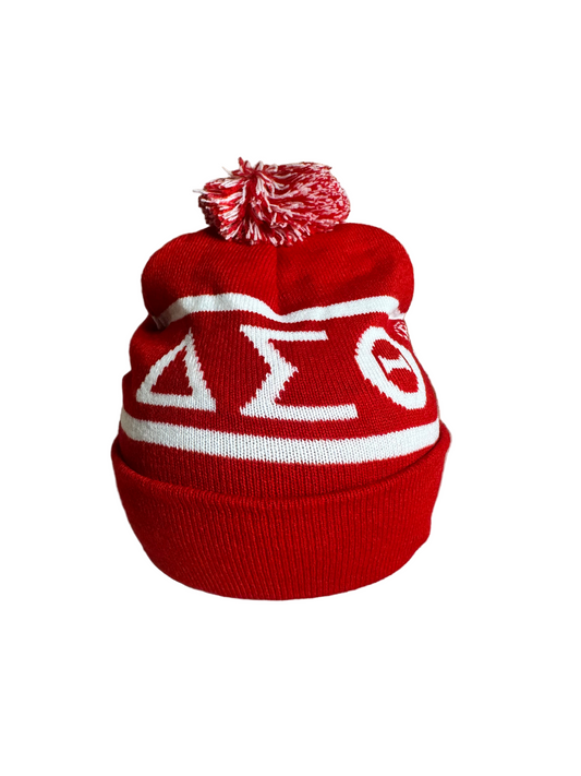 Delta Sorority Pom Beanie red/white