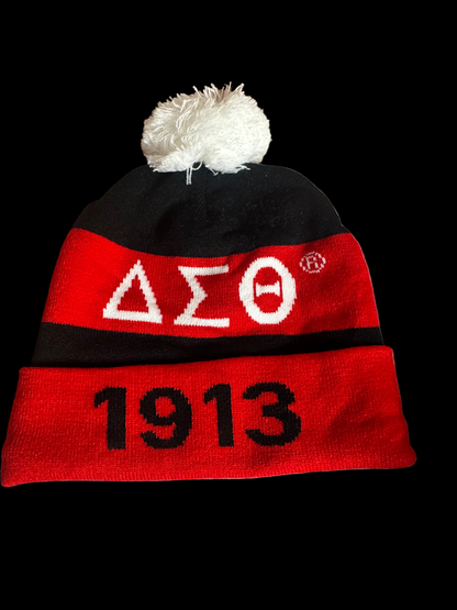 Delta Sorority Pom Beanie red/black