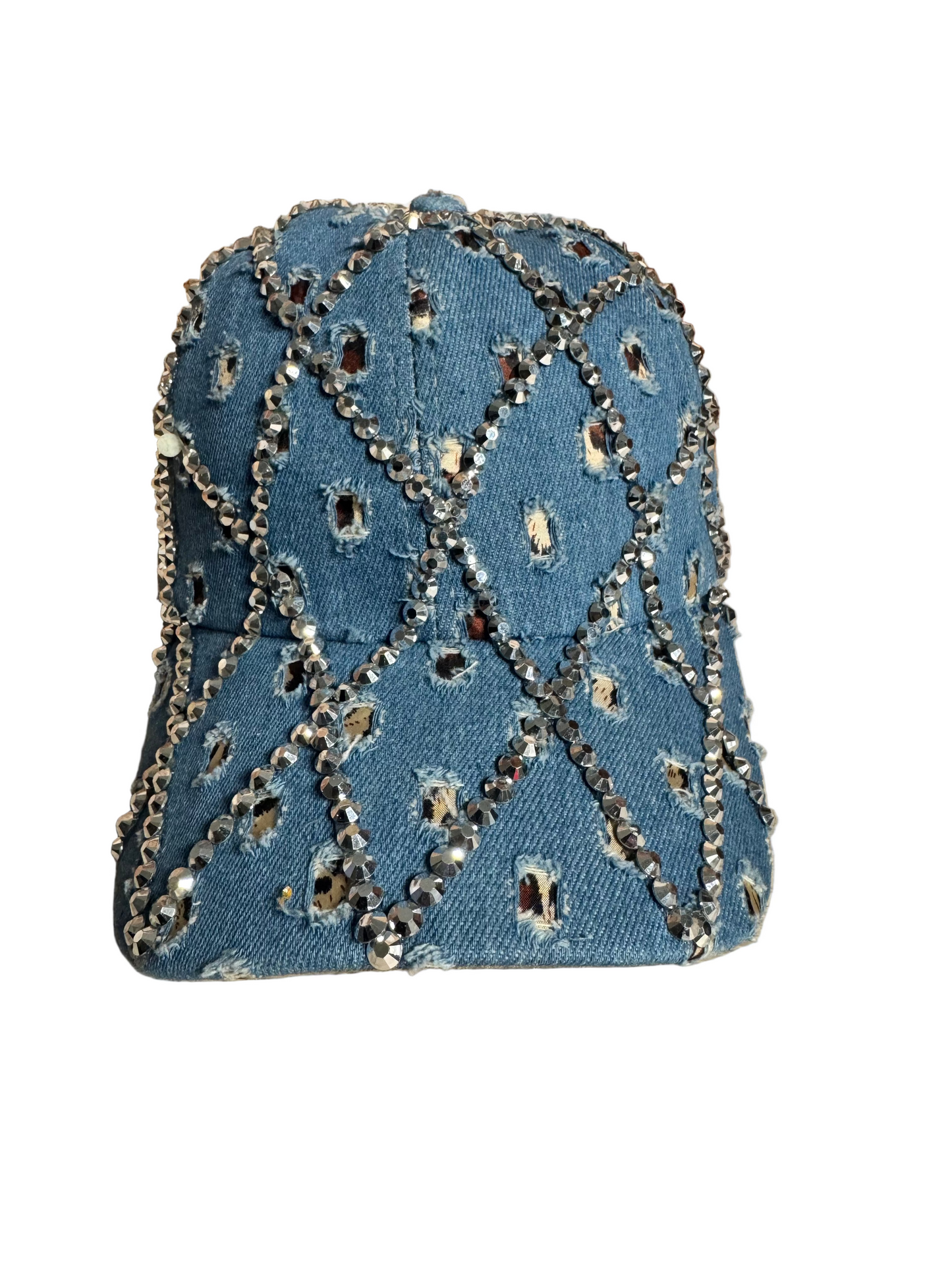 Rhinestone Distressed Denim Hat