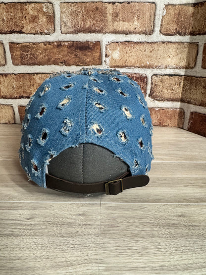 Rhinestone Distressed Denim Hat