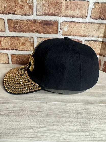 Fleur de Luxe: Gold Rhinestone Saints Cap