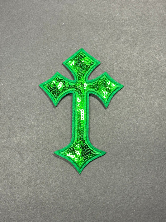 Green sequin cross